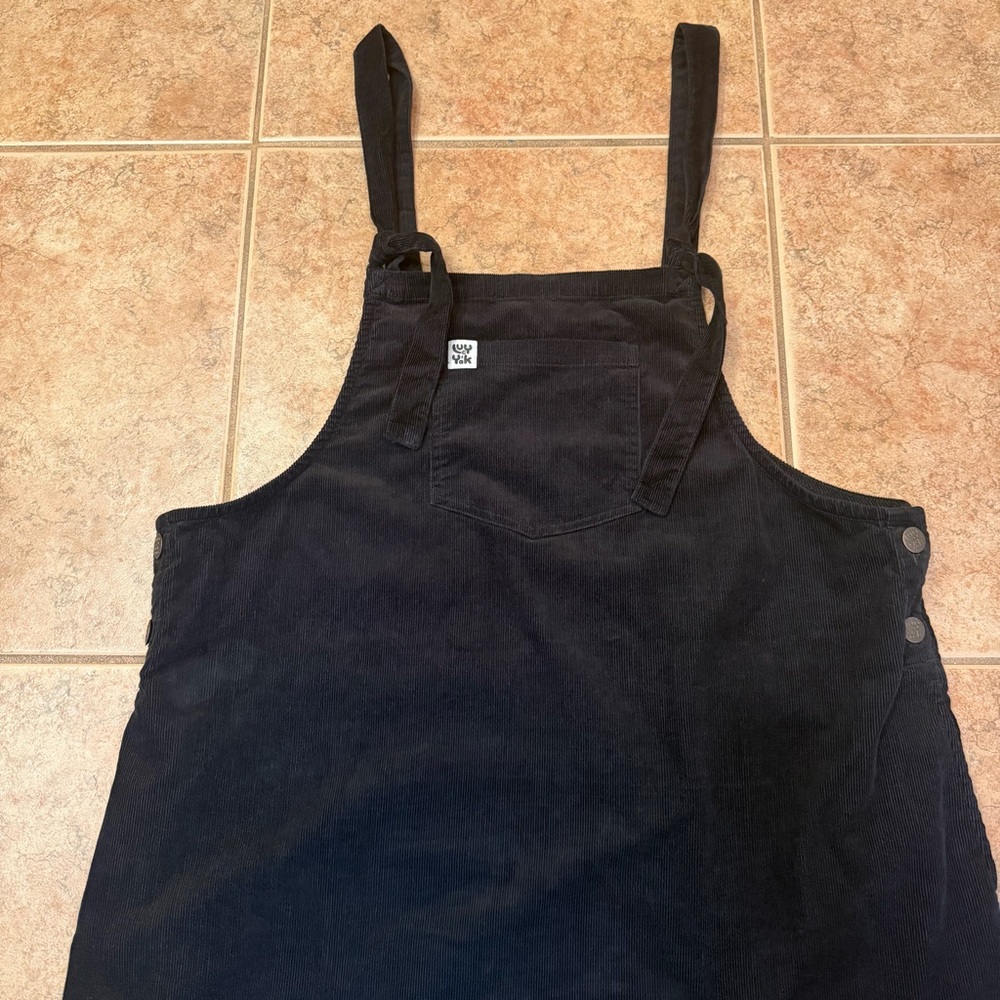Lucy And Yak Black Mini Pini Organic Corduroy Pinafore Dress US 18 - Picture 2 of 7